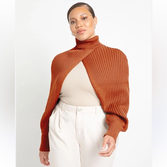 Eloquii Sweaters - NWT Eloquii Sweater Poncho Knit Women Size 14-16 Brown